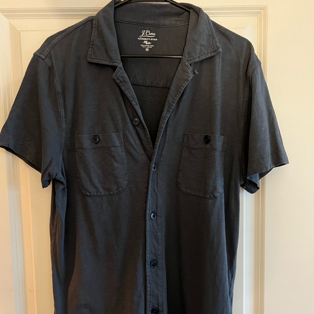 J. Crew garment dyed knit button down shirt size medium